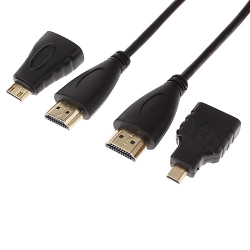 HDMI 1.4V Cable Support 3D With Mini HDMI Adapter for Smart LED HDTV, Apple TV, Blu-Ray DVD (1 m)
HDMI 1.4V Cable Support 3D With Mini HDMI Adapter for Smart LED HDTV, Apple TV, Blu-Ray DVD (1 m)