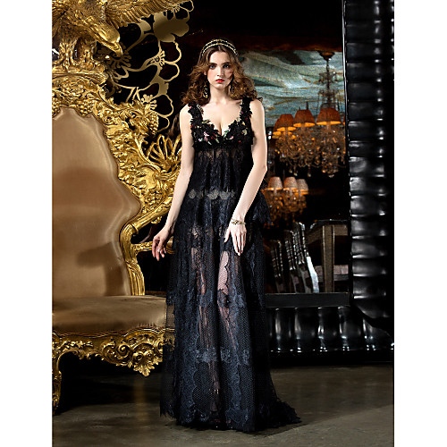 Sheath / Column Elegant See Through Vintage Inspired Prom Formal Evening Military Ball Dress V Neck Sleeveless Sweep / Brush Train Lace with Appliques 2020
Sheath / Column Elegant See Through Vintage Inspired Prom Formal Evening Military Ball Dress V Neck Sleeveless Sweep / Brush Train Lace with Appliques 2020