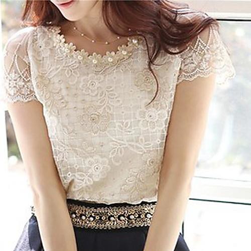 Women's Blouse Solid Colored Plus Size Lace Short Sleeve Daily Tops Purple Red Yellow
Women's Blouse Solid Colored Plus Size Lace Short Sleeve Daily Tops Purple Red Yellow