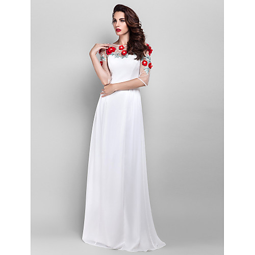 Sheath / Column Illusion Neck Floor Length Chiffon Dress with Beading / Appliques / Pearls by TS Couture
Sheath / Column Illusion Neck Floor Length Chiffon Dress with Beading / Appliques / Pearls by TS Couture