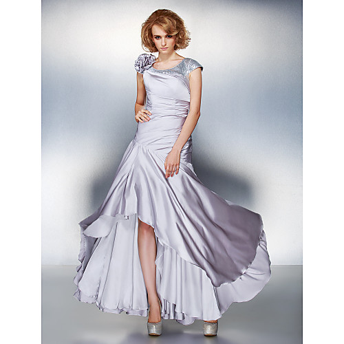 A-Line Mother of the Bride Dress Lace Up Scoop Neck Asymmetrical Satin Chiffon Short Sleeve with Sequin Side Draping Flower 2021
A-Line Mother of the Bride Dress Lace Up Scoop Neck Asymmetrical Satin Chiffon Short Sleeve with Sequin Side Draping Flower 2021