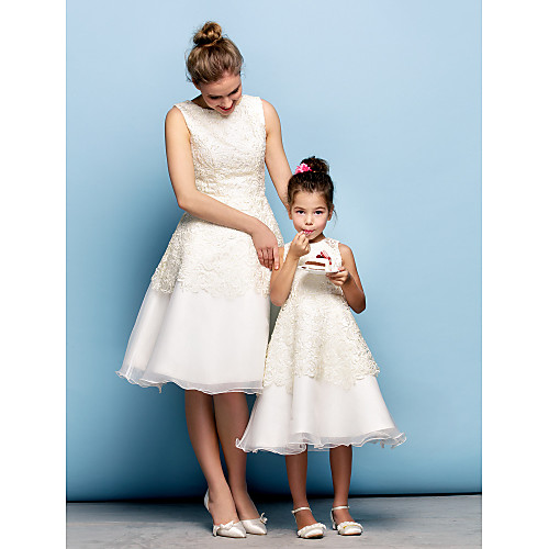 A-Line Knee Length Flower Girl Dresses Party Lace Sleeveless Jewel Neck with Lace / Cocktail Party / Prom / Mini Me
A-Line Knee Length Flower Girl Dresses Party Lace Sleeveless Jewel Neck with Lace / Cocktail Party / Prom / Mini Me