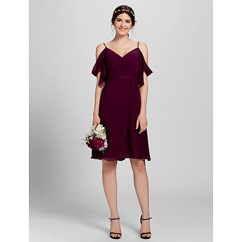 A-Line Spaghetti Strap Knee Length Chiffon Bridesmaid Dress with Criss Cross / Open Back
A-Line Spaghetti Strap Knee Length Chiffon Bridesmaid Dress with Criss Cross / Open Back