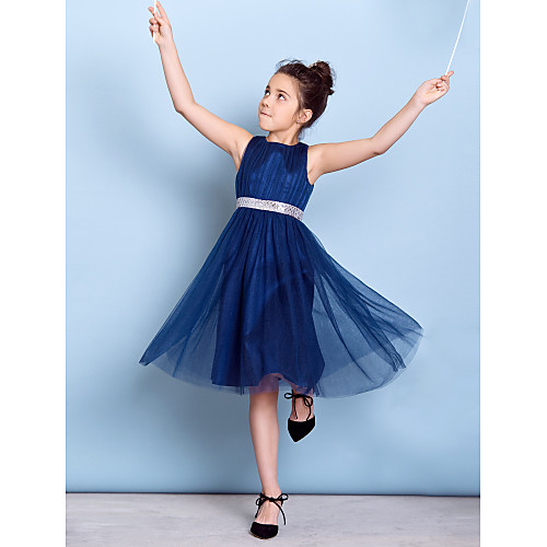 A-Line Knee Length Junior Bridesmaid Dress Tulle Sleeveless Jewel Neck with Sash / Ribbon / Natural
A-Line Knee Length Junior Bridesmaid Dress Tulle Sleeveless Jewel Neck with Sash / Ribbon / Natural