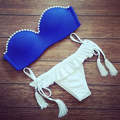 Women's Bikini Swimsuit Ruffle Blue Swimwear Bandeau Strapless Bathing Suits / Sexy
Women's Bikini Swimsuit Ruffle Blue Swimwear Bandeau Strapless Bathing Suits / Sexy