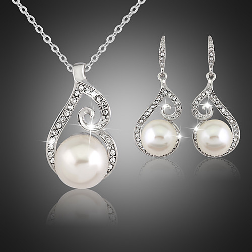 Pearl Jewelry Set Pendant Necklace Ladies Party Pearl Cubic Zirconia Silver Plated Earrings Jewelry White For Wedding Masquerade Engagement Party Prom Promise / Imitation Diamond
Pearl Jewelry Set Pendant Necklace Ladies Party Pearl Cubic Zirconia Silver Plated Earrings Jewelry White For Wedding Masquerade Engagement Party Prom Promise / Imitation Diamond