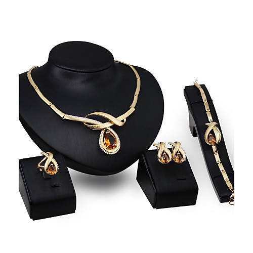 Women's Topaz Crystal Jewelry Set Pear Cut Ladies Bohemian Italian Boho Crystal Earrings Jewelry Gold For Party Wedding 4pcs / Rings / Necklace
Women's Topaz Crystal Jewelry Set Pear Cut Ladies Bohemian Italian Boho Crystal Earrings Jewelry Gold For Party Wedding 4pcs / Rings / Necklace