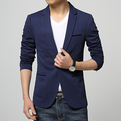 Men's Blazer Daily Work Solid Colored Slim Cotton / Polyester Men's Suit Black / Dark Blue / Light Blue / Long Sleeve / Plus Size / Business Formal
Men's Blazer Daily Work Solid Colored Slim Cotton / Polyester Men's Suit Black / Dark Blue / Light Blue / Long Sleeve / Plus Size / Business Formal