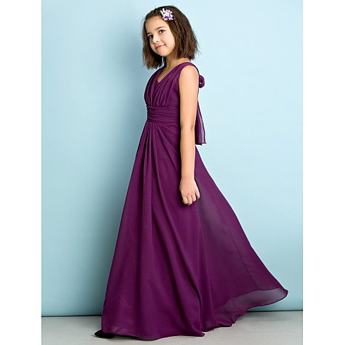 A-Line Floor Length Junior Bridesmaid Dress Chiffon Sleeveless V Neck with Criss Cross / Natural / Mini Me
A-Line Floor Length Junior Bridesmaid Dress Chiffon Sleeveless V Neck with Criss Cross / Natural / Mini Me