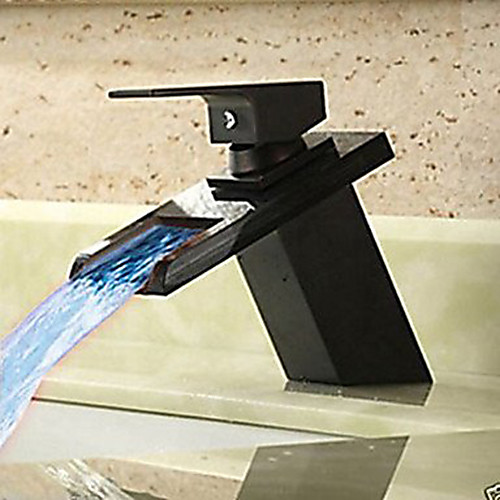 Single Handle Bathroom Faucet Oil-rubbed Bronze with 3-color LED Waterfall Brass Basin Sink Faucet Black Adjustable to Cold and Hot Water
Single Handle Bathroom Faucet Oil-rubbed Bronze with 3-color LED Waterfall Brass Basin Sink Faucet Black Adjustable to Cold and Hot Water