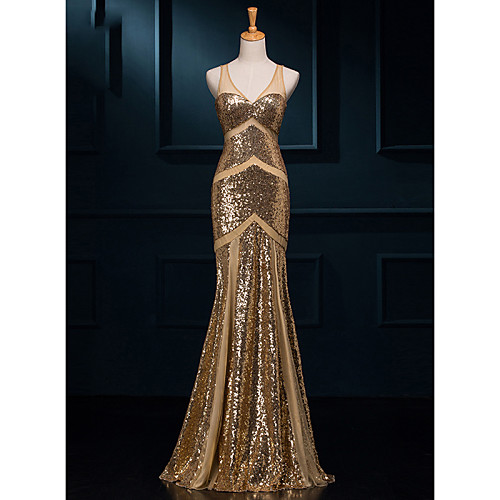 Mermaid / Trumpet Sparkle Engagement Formal Evening Dress V Neck Sleeveless Sweep / Brush Train Sequined with Sequin Pattern / Print 2021
Mermaid / Trumpet Sparkle Engagement Formal Evening Dress V Neck Sleeveless Sweep / Brush Train Sequined with Sequin Pattern / Print 2021