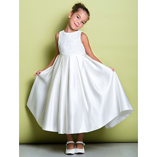 A-Line Ankle Length Flower Girl Dresses Wedding Lace Sleeveless Jewel Neck with Lace / First Communion
A-Line Ankle Length Flower Girl Dresses Wedding Lace Sleeveless Jewel Neck with Lace / First Communion