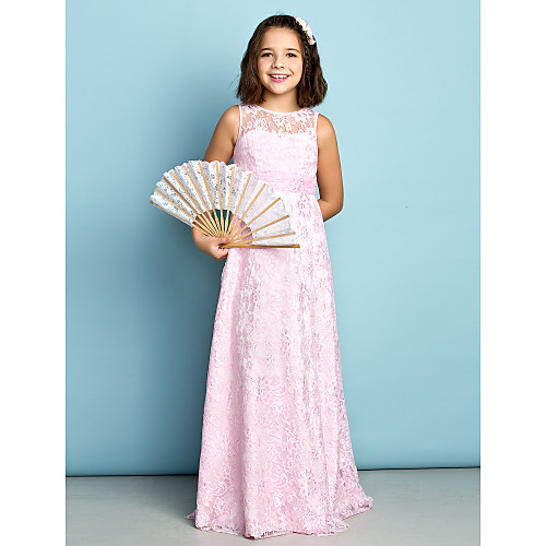 Sheath / Column Floor Length Junior Bridesmaid Dress Lace Sleeveless Jewel Neck with Lace / Natural / Mini Me
Sheath / Column Floor Length Junior Bridesmaid Dress Lace Sleeveless Jewel Neck with Lace / Natural / Mini Me