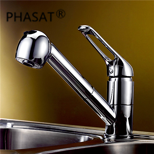Kitchen faucet - One Hole Chrome Pull-out / Pull-down Deck Mounted Contemporary Kitchen Taps / Single Handle One Hole
Kitchen faucet - One Hole Chrome Pull-out / Pull-down Deck Mounted Contemporary Kitchen Taps / Single Handle One Hole