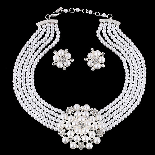 Women's Pearl Jewelry Set Earrings Bracelet Layered Flower Ladies Luxury Elegant European Fashion Birthstones Imitation Pearl Rhinestone Silver Plated Earrings Jewelry White / Necklace & Earrings
Women's Pearl Jewelry Set Earrings Bracelet Layered Flower Ladies Luxury Elegant European Fashion Birthstones Imitation Pearl Rhinestone Silver Plated Earrings Jewelry White / Necklace & Earrings
