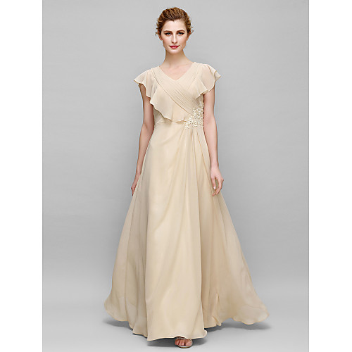 Sheath / Column Mother of the Bride Dress Plus Size Elegant V Neck Floor Length Chiffon Sleeveless with Criss Cross Appliques 2021
Sheath / Column Mother of the Bride Dress Plus Size Elegant V Neck Floor Length Chiffon Sleeveless with Criss Cross Appliques 2021