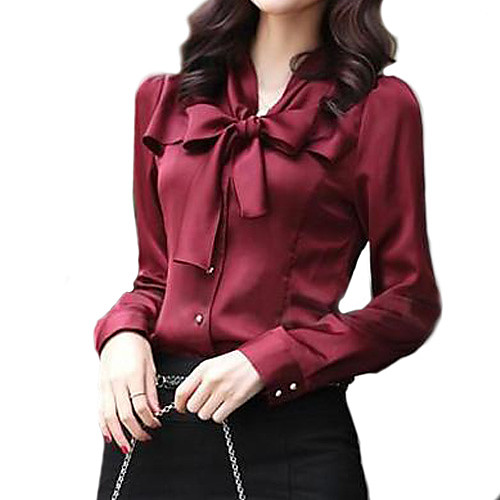 Women's Shirt Solid Colored Bow Long Sleeve Work Tops Basic White Black Purple
Women's Shirt Solid Colored Bow Long Sleeve Work Tops Basic White Black Purple