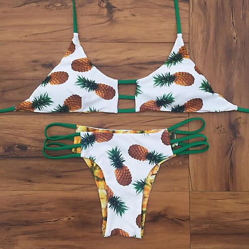 Women's Bikini Swimsuit Fruit Print Halter Neck Swimwear Bathing Suits White Black
Women's Bikini Swimsuit Fruit Print Halter Neck Swimwear Bathing Suits White Black