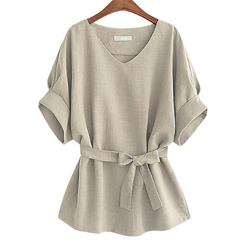 Women's Blouse Solid Colored Plus Size Bow Short Sleeve Daily Tops Streetwear Wine Blue Green
Women's Blouse Solid Colored Plus Size Bow Short Sleeve Daily Tops Streetwear Wine Blue Green