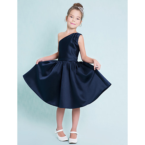 A-Line Knee Length Junior Bridesmaid Dress Satin Sleeveless One Shoulder with Sash / Ribbon / Natural
A-Line Knee Length Junior Bridesmaid Dress Satin Sleeveless One Shoulder with Sash / Ribbon / Natural