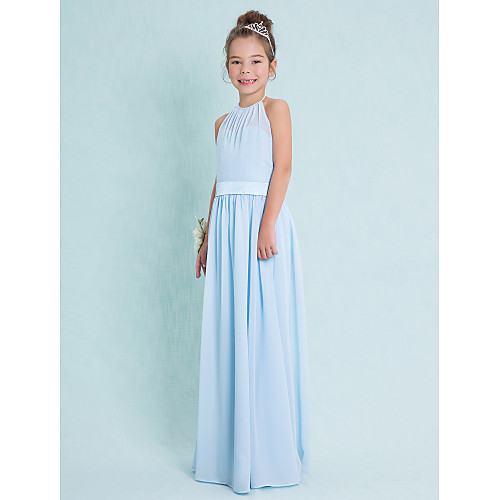 Sheath / Column Floor Length Junior Bridesmaid Dress Chiffon Sleeveless Halter Neck with Sash / Ribbon / Natural
Sheath / Column Floor Length Junior Bridesmaid Dress Chiffon Sleeveless Halter Neck with Sash / Ribbon / Natural