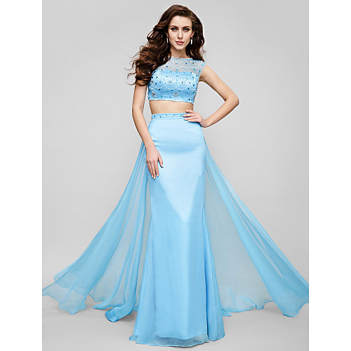 Two Piece A-Line Beautiful Back Two Piece Prom Formal Evening Dress Illusion Neck Short Sleeve Sweep / Brush Train Chiffon with Crystals Beading 2020
Two Piece A-Line Beautiful Back Two Piece Prom Formal Evening Dress Illusion Neck Short Sleeve Sweep / Brush Train Chiffon with Crystals Beading 2020