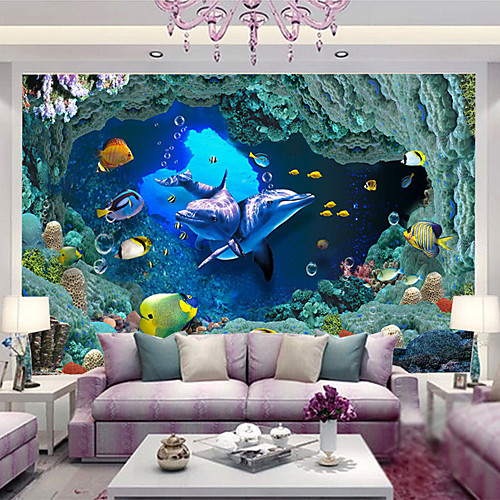 Nursery Mural Wallpaper Wall Sticker Covering Print Adhesive Required 3D Effect Fish Dolphin Underwater World Non Woven Home Décor
Nursery Mural Wallpaper Wall Sticker Covering Print Adhesive Required 3D Effect Fish Dolphin Underwater World Non Woven Home Décor