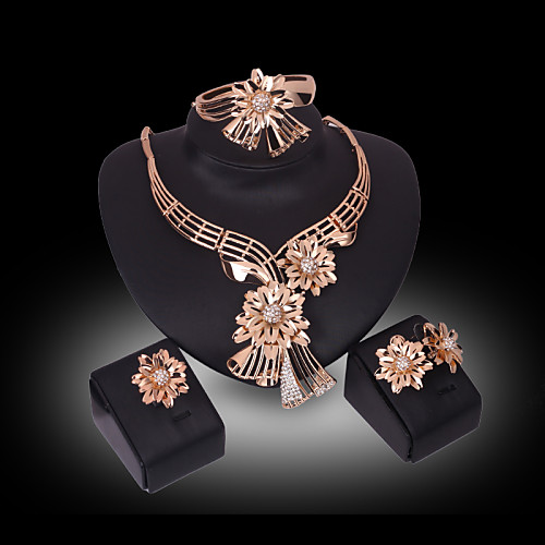 Women's Crystal Synthetic Diamond Jewelry Set Flower Flower Ladies Luxury 18K Gold Plated Rhinestone Gold Plated Earrings Jewelry Gold For Party Wedding / Imitation Diamond / Rings / Necklace
Women's Crystal Synthetic Diamond Jewelry Set Flower Flower Ladies Luxury 18K Gold Plated Rhinestone Gold Plated Earrings Jewelry Gold For Party Wedding / Imitation Diamond / Rings / Necklace