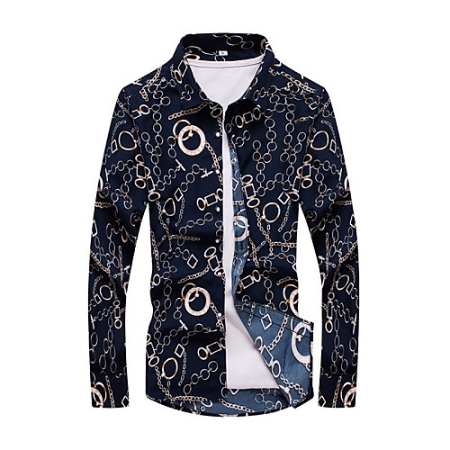 Men's Shirt Geometric Print Long Sleeve Daily Slim Tops Vintage Classic Collar Navy Blue / Fall / Spring
Men's Shirt Geometric Print Long Sleeve Daily Slim Tops Vintage Classic Collar Navy Blue / Fall / Spring