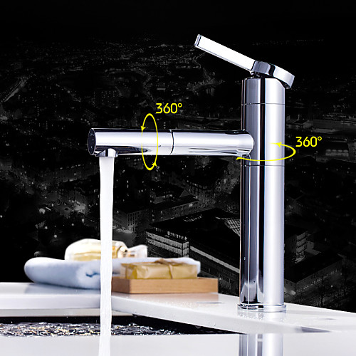 Bathroom Sink Faucet - Pullout Spray / Rotatable Chrome Deck Mounted Single Handle One HoleBath Taps
Bathroom Sink Faucet - Pullout Spray / Rotatable Chrome Deck Mounted Single Handle One HoleBath Taps