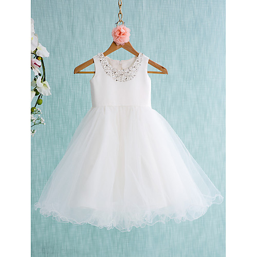 Ball Gown Knee Length Flower Girl Dresses Wedding Satin Sleeveless Jewel Neck with Bow(s) / First Communion
Ball Gown Knee Length Flower Girl Dresses Wedding Satin Sleeveless Jewel Neck with Bow(s) / First Communion