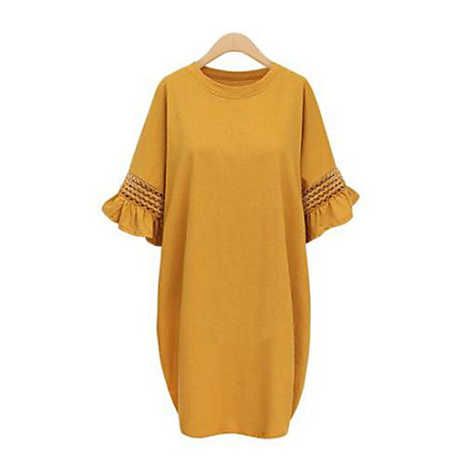 Women's Loose Knee Length Dress Yellow Black Half Sleeve Solid Colored Ruffle Fall Spring Round Neck Streetwear Flare Cuff Sleeve Loose Flare Sleeve L XL XXL 3XL 4XL 5XL / Plus Size / Plus Size
Women's Loose Knee Length Dress Yellow Black Half Sleeve Solid Colored Ruffle Fall Spring Round Neck Streetwear Flare Cuff Sleeve Loose Flare Sleeve L XL XXL 3XL 4XL 5XL / Plus Size / Plus Size