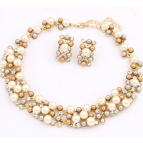 Women's Pearl Jewelry Set Choker Necklace Necklace / Earrings European Pearl Imitation Pearl Gold Pearl Earrings Jewelry Rainbow / White For Party Daily Casual Work
Women's Pearl Jewelry Set Choker Necklace Necklace / Earrings European Pearl Imitation Pearl Gold Pearl Earrings Jewelry Rainbow / White For Party Daily Casual Work