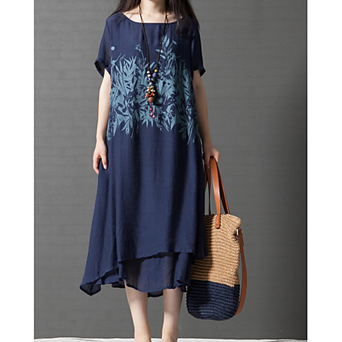 Women's A Line Dress Midi Dress Navy Blue White Short Sleeve Blue Botanical Layered Print Summer Round Neck Chinoiserie Loose M L XL XXL 3XL / Cotton / Plus Size / Plus Size / Cotton
Women's A Line Dress Midi Dress Navy Blue White Short Sleeve Blue Botanical Layered Print Summer Round Neck Chinoiserie Loose M L XL XXL 3XL / Cotton / Plus Size / Plus Size / Cotton