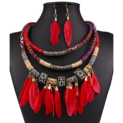 Women's Jewelry Set Drop Earrings Statement Necklace Stacking Stackable Elegant Ethnic Festival / Holiday Native American fancy Feather Earrings Jewelry Black / Red / Blue For Wedding Party Casual
Women's Jewelry Set Drop Earrings Statement Necklace Stacking Stackable Elegant Ethnic Festival / Holiday Native American fancy Feather Earrings Jewelry Black / Red / Blue For Wedding Party Casual