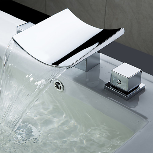 Bathroom Sink Faucet - Waterfall / Widespread Chrome Widespread Two Handles Three HolesBath Taps
Bathroom Sink Faucet - Waterfall / Widespread Chrome Widespread Two Handles Three HolesBath Taps