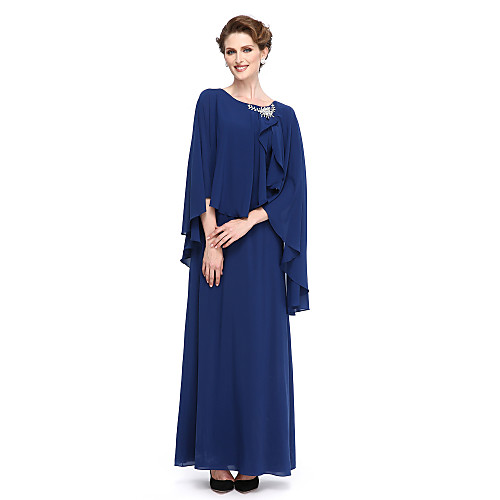Sheath / Column Mother of the Bride Dress Elegant Scoop Neck Ankle Length Georgette 3/4 Length Sleeve with Crystal Brooch 2021
Sheath / Column Mother of the Bride Dress Elegant Scoop Neck Ankle Length Georgette 3/4 Length Sleeve with Crystal Brooch 2021