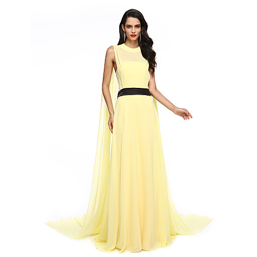 A-Line Celebrity Style Formal Evening Dress Illusion Neck Sleeveless Watteau Train Chiffon with Sash / Ribbon 2020
A-Line Celebrity Style Formal Evening Dress Illusion Neck Sleeveless Watteau Train Chiffon with Sash / Ribbon 2020