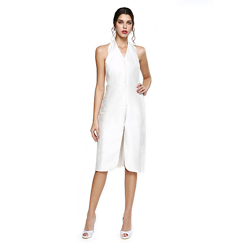 Sheath / Column Celebrity Style Cocktail Party Formal Evening Dress Halter Neck Sleeveless Knee Length Mikado with Split Front 2021
Sheath / Column Celebrity Style Cocktail Party Formal Evening Dress Halter Neck Sleeveless Knee Length Mikado with Split Front 2021