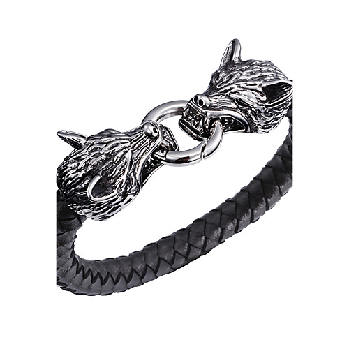 Men's Leather Bracelet woven Animal Wolf Personalized Punk Rock Gothic Hip-Hop Stainless Steel Bracelet Jewelry Black For Party Gift Daily Casual
Men's Leather Bracelet woven Animal Wolf Personalized Punk Rock Gothic Hip-Hop Stainless Steel Bracelet Jewelry Black For Party Gift Daily Casual