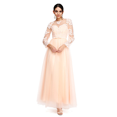 A-Line Prom Formal Evening Dress Illusion Neck Long Sleeve Ankle Length Tulle with Sash / Ribbon Bow(s) Buttons 2021
A-Line Prom Formal Evening Dress Illusion Neck Long Sleeve Ankle Length Tulle with Sash / Ribbon Bow(s) Buttons 2021