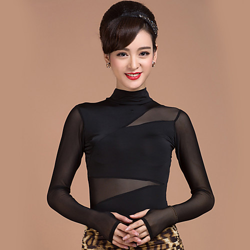 Ballroom Dance Top Women's Training Long Sleeve Natural Tulle Rayon 
Ballroom Dance Top Women's Training Long Sleeve Natural Tulle Rayon