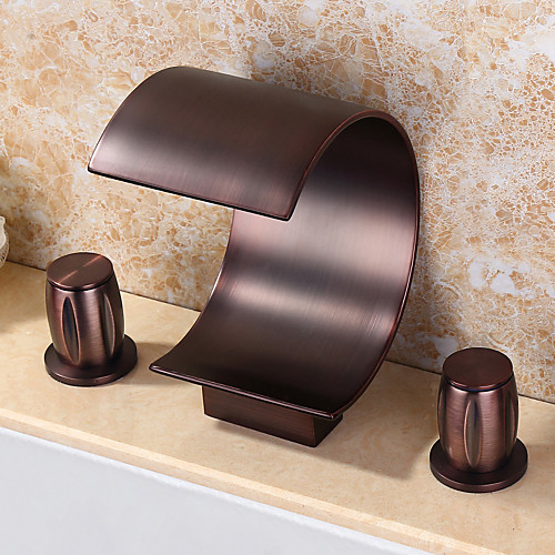 Stainless Steel Bathroom Sink Faucet,Waterfall Widespread Oil-rubbed Bronze Two Handles Three Holes Bath Taps with Zinc Alloy Handle and Hot and Cold Switch
Stainless Steel Bathroom Sink Faucet,Waterfall Widespread Oil-rubbed Bronze Two Handles Three Holes Bath Taps with Zinc Alloy Handle and Hot and Cold Switch