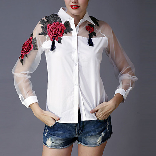 Women's Shirt Embroidered Long Sleeve Going out Tops Sophisticated White Black
Women's Shirt Embroidered Long Sleeve Going out Tops Sophisticated White Black