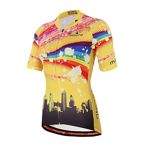 Miloto Women's Men's Short Sleeve Cycling Jersey Summer Coolmax Yellow Rainbow Bike Jersey Top Mountain Bike MTB Road Bike Cycling Back Pocket Sweat wicking Sports Clothing Apparel / Stretchy
Miloto Women's Men's Short Sleeve Cycling Jersey Summer Coolmax Yellow Rainbow Bike Jersey Top Mountain Bike MTB Road Bike Cycling Back Pocket Sweat wicking Sports Clothing Apparel / Stretchy