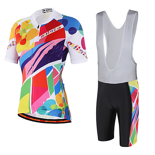 Miloto Men's Women's Short Sleeve Cycling Jersey with Bib Shorts White Black Rainbow Bike Bib Shorts Jersey Bib Tights Breathable 3D Pad Reflective Strips Back Pocket Sweat-wicking Sports Spandex
Miloto Men's Women's Short Sleeve Cycling Jersey with Bib Shorts White Black Rainbow Bike Bib Shorts Jersey Bib Tights Breathable 3D Pad Reflective Strips Back Pocket Sweat-wicking Sports Spandex