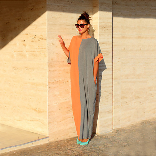 Women's Loose Maxi long Dress Gray Orange Black Short Sleeve Black & White Color Block Patchwork Summer Round Neck Party Loose M L XL XXL
Women's Loose Maxi long Dress Gray Orange Black Short Sleeve Black & White Color Block Patchwork Summer Round Neck Party Loose M L XL XXL