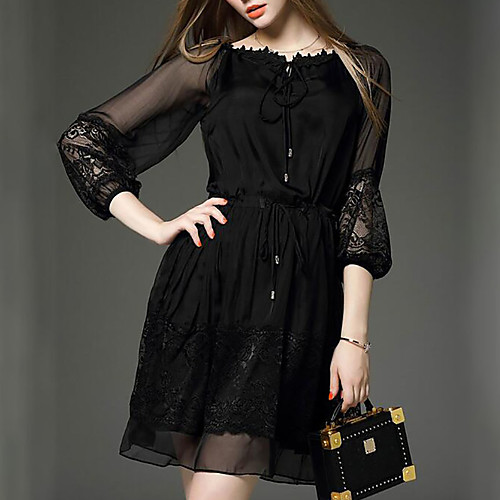 Women's Chiffon Dress Short Mini Dress Black Long Sleeve Solid Colored Lace Summer Round Neck Going out S M L XL XXL
Women's Chiffon Dress Short Mini Dress Black Long Sleeve Solid Colored Lace Summer Round Neck Going out S M L XL XXL