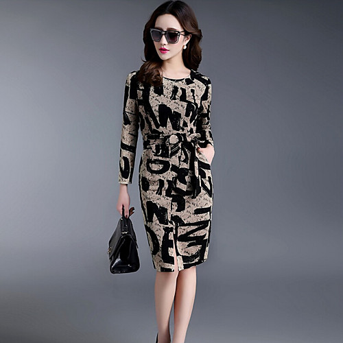 Women's Sheath Dress Knee Length Dress Red Brown Long Sleeve Letter Print Fall Spring Round Neck Sophisticated S M L XL XXL 3XL 4XL / Cotton / Plus Size / Plus Size / Cotton
Women's Sheath Dress Knee Length Dress Red Brown Long Sleeve Letter Print Fall Spring Round Neck Sophisticated S M L XL XXL 3XL 4XL / Cotton / Plus Size / Plus Size / Cotton