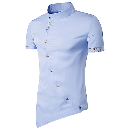 Men's Shirt Solid Colored Basic Short Sleeve Daily Slim Tops Chinoiserie Standing Collar Gray White Black / Summer
Men's Shirt Solid Colored Basic Short Sleeve Daily Slim Tops Chinoiserie Standing Collar Gray White Black / Summer